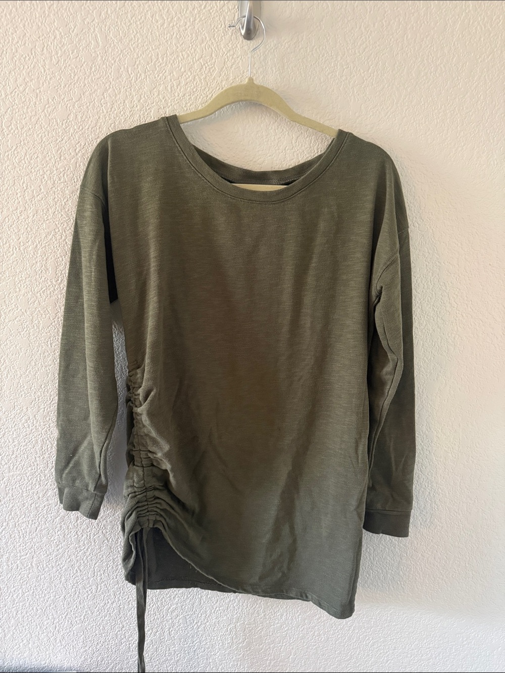 Motherhood Maternity Olive Green Long Sleeve Side-Ruching Tee